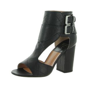 LAURENCE DACADE Womens Black Cutouts Almond Toe Block Heel Leather Sandals 38